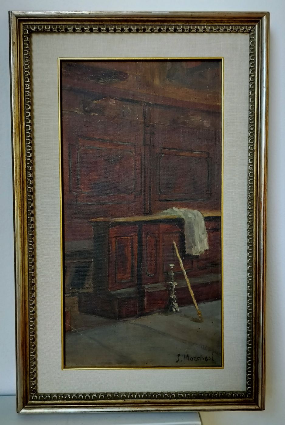 Salvatore Marchesi (Parma, 1852 - 1926) - Innenraum einer Sakristei - signiert